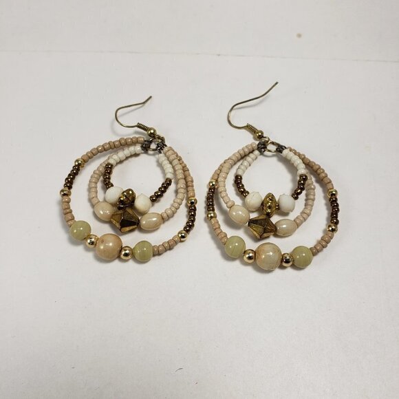 2/$30 Gold tone Hoop Colorful Beaded Drop Dangle Earrings, Women's Fashion 2.25" - Picture 5 of 9